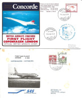 Danemark 5 Env Liaisons Aériennes SAS, British Airways Concorde 1980/82 - Storia Postale