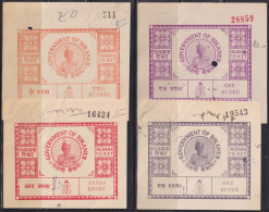 F-EX48588 INDIA REVENUE BIKANER FEUDATARY TICKET STAMPS LOT OF 9.  - Autres & Non Classés