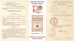 2023, Romania, Constitution, Documents, Souvenir Sheet, MNH(**), LPMP 2410a - Ongebruikt