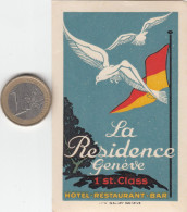 ETIQUETA - STICKER - LUGGAGE LABEL  SWITZERLAND - HOTEL LA RESIDENCE - GENEVE - Etiquettes D'hotels