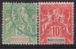 Martinique Timbres-poste N°44 & 45 Oblitérés TB Cote : 4€00 - Usados