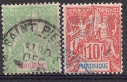 Martinique Timbres-poste N°44 & 45 Oblitérés TB Cote : 4€00 - Usati
