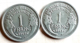 FRANCE ; 2 X 1 FRANC 1948 & 1949 KM 885 A1 Alum MORLON SUPERBE ! - 1 Franc