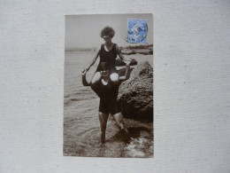 SUPERBE CARTE PHOTO - BAINS DE MER - Nuoto