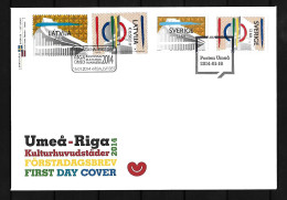 2014 Joint Sweden And Latvia, MIXED FDC SWEDEN WITH 2+2 STAMPS: European Capitals Culture - Emissions Communes