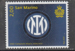 2021 San Marino Football Inter Milan Wins Italy Championship  Complete Set Of 1 MNH @ BELOW FACE VALUE - Unused Stamps