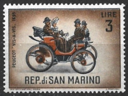 San Marino 1962. Scott #496 (MNH) Automobile, Peugeot - Unused Stamps