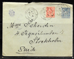 1E44 - ENTIER SAGE 15c + MOUCHON 10c SUR LETTRE DE PARIS DU 02/11/12 POUR LA SUEDE - Overprinted Covers (before 1995)