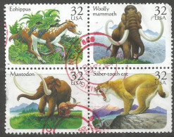 USA 1996 PreHistoric Animals SC.#3077/80 - Cpl 4v Set VFU Circular PMK - AS IT IS - Used Stamps