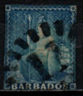 BARBADE 1857 O AMINCI-THINNED - Barbados (...-1966)