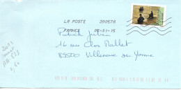 France 2013 - AA 833 - OBLITERE S/ Enveloppe 01/2015  : Peintres, Georges SEURAT = Les Pecheurs à La Ligne - Storia Postale