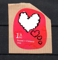 FINLANDE - FINLAND - 2008 - COEUR - HEART - NUAGES DE FUMEE - SMOKE CLOUDS - Sur Fragment - Unstucked - Utilisée - Used - Used Stamps