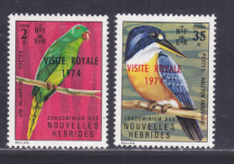 NOUVELLES-HEBRIDES N°  386 & 387 ** MNH Neufs Sans Charnière, TB (D6579) Visite Royale, Oiseaux - 1974 - Neufs