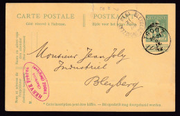 DDFF 615 -  Entier Pellens T2R TROOZ 1913 Vers BLEYBERG - Cachet Privé Hervé Frères, Charbons - Cartes Postales 1909-1934