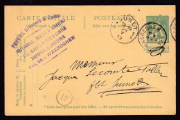 DDFF 617 -  Entier Pellens T2R WAEREGHEM 1913 Vers JUMET - Cachet Privé Favere Broeders, Houthandel, Zagerij, ... - Cartes Postales 1909-1934