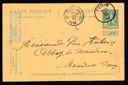 DDFF 618 -  Entier Pellens T2R YVOIR 1912 Vers MAREDRET - Cachet Privé Jenicot, Constructeur à MOULIN-YVOIR - Postkarten 1909-1934