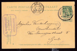 DDFF 619 -  Entier Pellens T4R AUDENAERDE 1913 Vers GAND - Cachet Privé Van Ommeslaeghe, Ondernemer - Postkarten 1909-1934