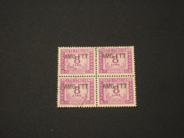 TRIESTE ZONA A- TASSE 1949/54 CIFRA L.8, In Quartina- TIMBRATO/USED - Oblitérés