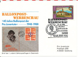 Austria Balloonflight Postcard Ballonpost Werbershau 40 Years Pro Juventute 22-10-1988 - Balloon Covers