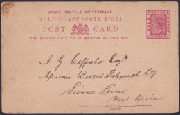 F-EX48606 GOLD COAST 1895 1c POSTAL STATIONERY USED TO SIERRA LEONE.  - Costa De Oro (...-1957)