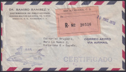 F-EX48632 NICARAGUA 1970 REGISTERED AIR MAIL COVER TO SPAIN.  - Nicaragua