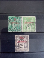 MAROC . 1891 à 1900. Type "SAGE" Surchargés Centimos. N° 1.2A Et 5 Oblitérés. Côte YT 2022: 43,00 € - Gebraucht