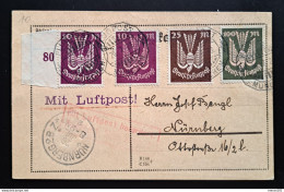 Deutschland Luftpost1923, Postkarte MÜNCHEN Gelaufen NÜRNBERG, MiF Holztaube - Correo Aéreo & Zeppelin