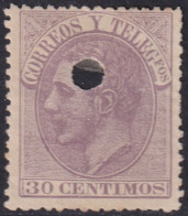 Spain 1882 Sc 253 España Ed 211T Telegraph Punch (taladrado) Cancel - Telegrafi