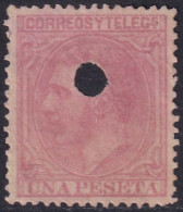 Spain 1879 Sc 249 España Ed 207T Telegraph Punch (taladrado) Cancel - Telegramas