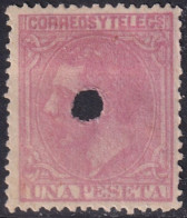 Spain 1879 Sc 249 España Ed 207T Telegraph Punch (taladrado) Cancel - Telegrafi