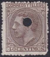 Spain 1879 Sc 247 España Ed 205T Telegraph Punch (taladrado) Cancel - Telegrafi