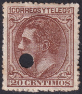 Spain 1879 Sc 245 España Ed 203T Telegraph Punch (taladrado) Cancel - Telegrafen