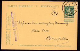 DDFF 623 -  Entier Pellens HUY 1914 Vers BXL - Cachet Privé Librairie Charpentier - Cartes Postales 1909-1934