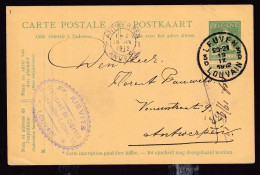 DDFF 625 -  Entier Pellens T4R LOUVAIN 3D En 1912 Vers Antwerpen - Cachet Privé Kievits, Fabricant De Cigares - Postcards 1909-1934
