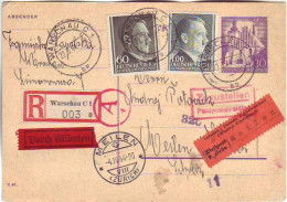 POLAND/at Gen.Government.  1944/Warschau, Multi Censored PS Card/conspiracy Address In Meilen/Switzerland. - General Government