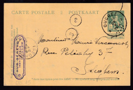 DDFF 629 -  Entier Pellens T4R OUGREE (COBA 15 EUR) 1914 Vers ISEGHEM - Cachet Privé Hubert Gérard, Instituteur - Postcards 1909-1934