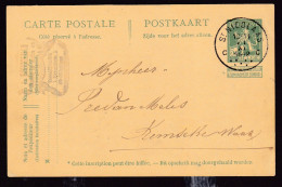 DDFF 631 -  Entier Pellens T4R ST NICOLAAS 1912 Vers KEMSEKE - Cachet Privé Bruggeman, Handel In Kolen - Cartes Postales 1909-1934