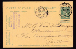 DDFF 632 -  Entier Pellens T4R ST NICOLAAS 1912 Vers GAND - Cachet Privé Aimé Meerpoel, Meubelmaker, Beeldhouwer - Cartes Postales 1909-1934
