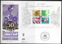 Germany Berlin. FDC Mi. BL4.   50 Years German Broadcasting.  FDC Cancellation On FDC Envelope - 1971-1980