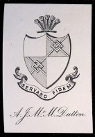 EX LIBRIS A. J. Mc M. DUTTON (INGHILTERRA) L17-F01 XIX° SECOLO ARALDICO - Exlibris