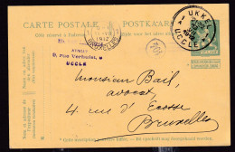 DDFF 634 -  Entier Pellens T4R UCCLE 1 En 1912 Vers BXL - Cachet Privé Avocat Van Laethem - Briefkaarten 1909-1934