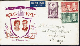 Australie. Février 1954. Affranchissement Tricolore Royal Visit Sur Enveloppe 1er Jour. - Covers & Documents