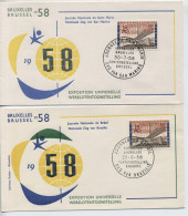 België  4 FDC's Expo 58 - 1958 – Brüssel (Belgien)