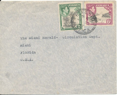 Jamaica Air Mail Cover Sent To USA 23-1-1957 (light Bended Cover) - Jamaica (...-1961)