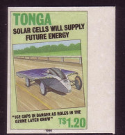 Tonga 1990 Rare Experiment -  SELF ADHESIVE (20 Exist) Solar Energy (all Issued Stamps Were Paper/gum) - Autres & Non Classés