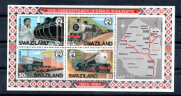 SWAZILAND - 1984 - M/S - B/F - TRAINS - RAILROADS - EISENBAHN - NETWORK - RESEAU - FAHRPLAN - 20éme ANNIVERSAIRE - - Swaziland (1968-...)