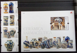 Portugal 2008, Pharmaceutical Ceramic Vessel, MNH S/S And Stamps Set - Ongebruikt