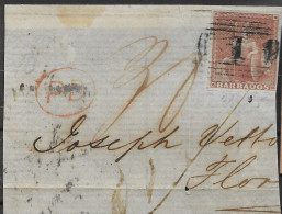 Barbados Frontside From 1855 Letter (single Stamp 450 Euros) Stamp With Full Margins - Barbados (...-1966)