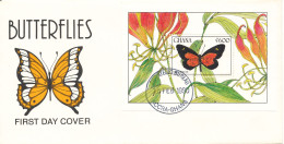 Ghana FDC 15-2-1990 Butterfly Souvenir Sheet With Cachet - Ghana (1957-...)