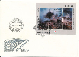 Hungary FDC 8-9-1989 RED CROSS Souvenir Sheet With Cachet - FDC